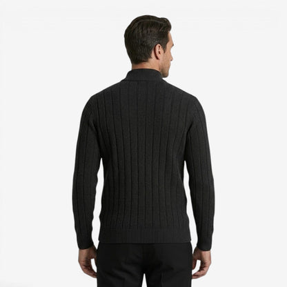 Men's Quarter Zip Knit Jumper Classic Smart Casual Warm Layering