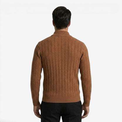 Men's Quarter Zip Knit Jumper Classic Smart Casual Warm Layering