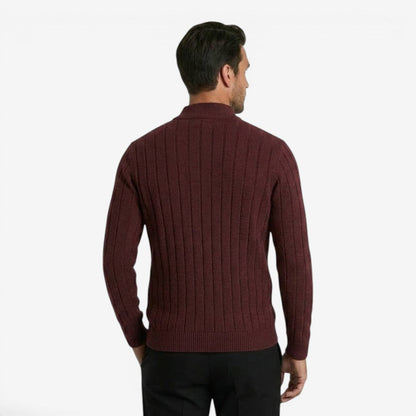 Men's Quarter Zip Knit Jumper Classic Smart Casual Warm Layering