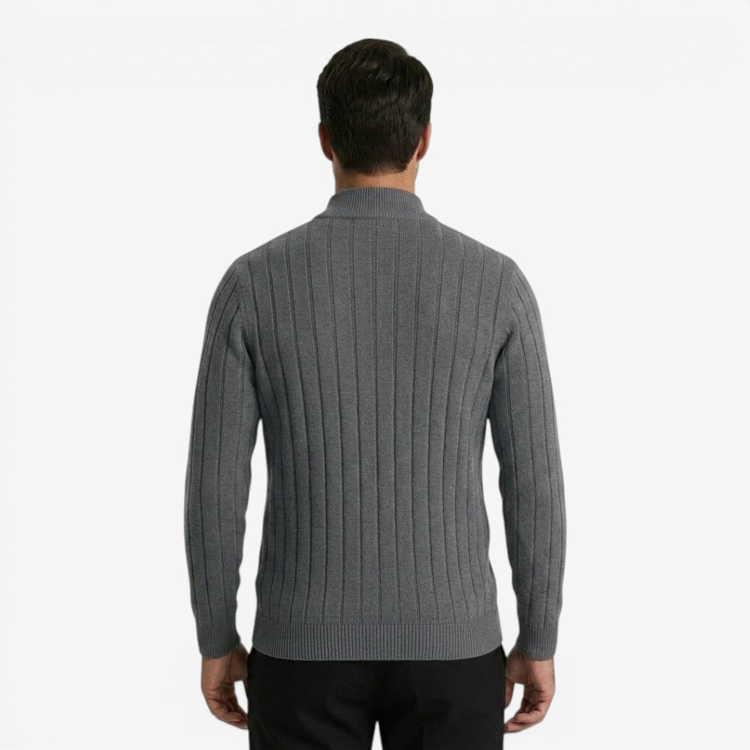 Men's Quarter Zip Knit Jumper Classic Smart Casual Warm Layering