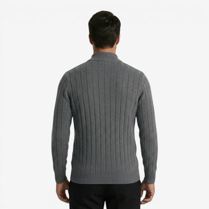 Men's Quarter Zip Knit Jumper Classic Smart Casual Warm Layering