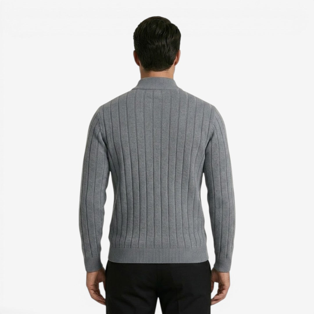 Men's Quarter Zip Knit Jumper Classic Smart Casual Warm Layering