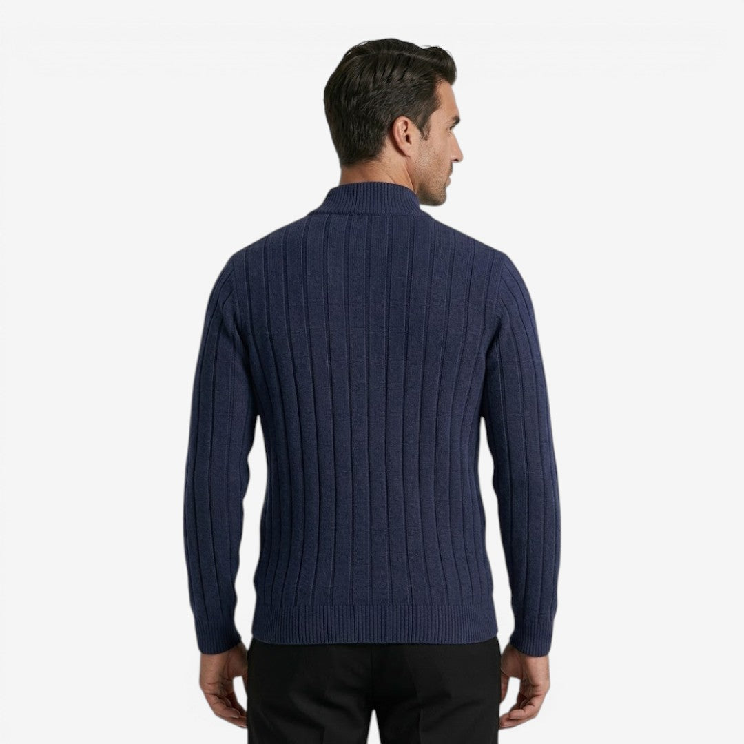 Men's Quarter Zip Knit Jumper Classic Smart Casual Warm Layering