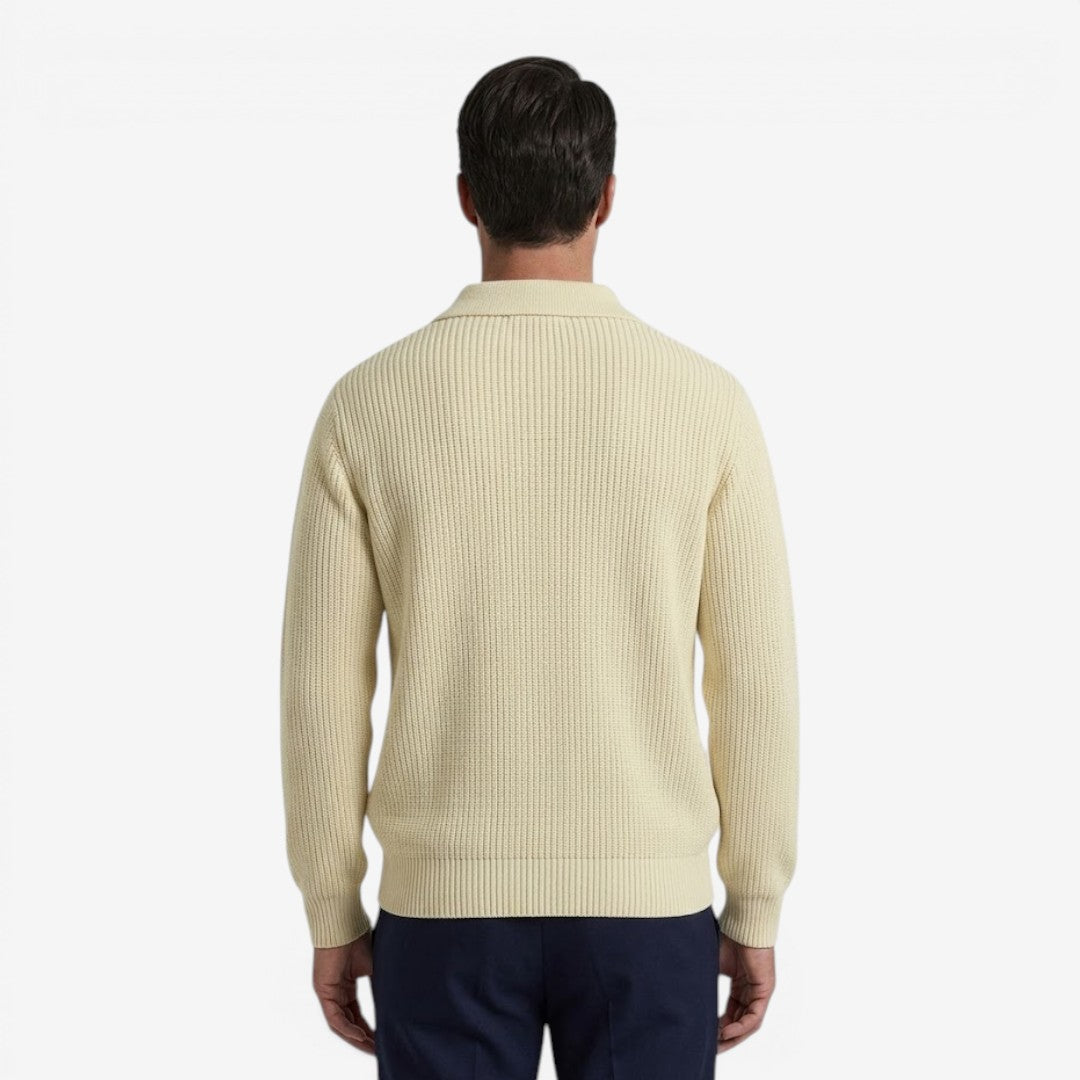 Men's Quarter Zip Knit Jumper Soft Warm Polo Collar Casual Layering