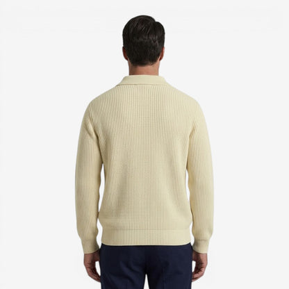 Men's Quarter Zip Knit Jumper Soft Warm Polo Collar Casual Layering