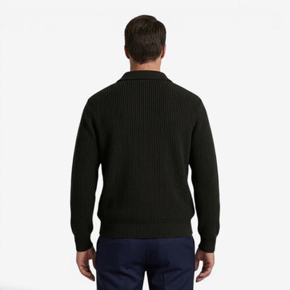 Men's Quarter Zip Knit Jumper Soft Warm Polo Collar Casual Layering