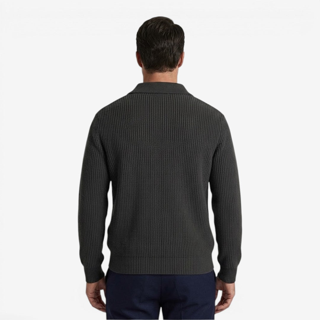 Men's Quarter Zip Knit Jumper Soft Warm Polo Collar Casual Layering
