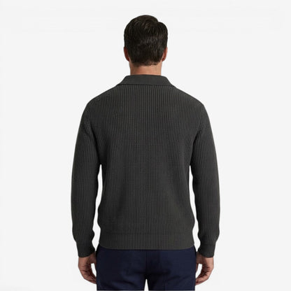 Men's Quarter Zip Knit Jumper Soft Warm Polo Collar Casual Layering