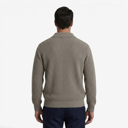Men's Quarter Zip Knit Jumper Soft Warm Polo Collar Casual Layering