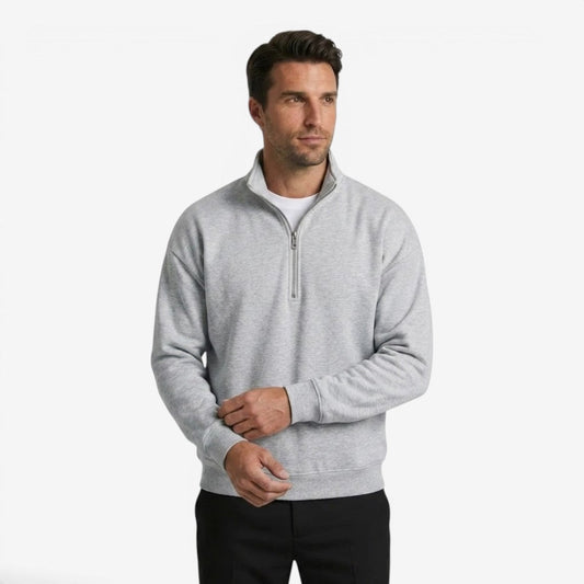 Men's Casual Quarter Zip Jumper Stand Collar Soft Knit Everyday Wear