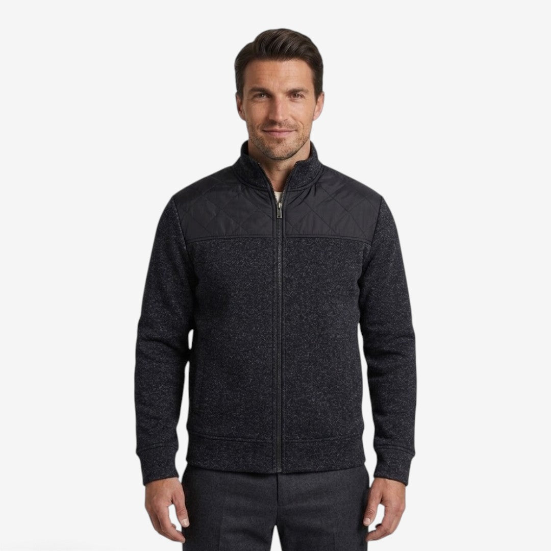 Men's Quilted Knit Jacket Smart Casual Stand Collar Stylish Layering