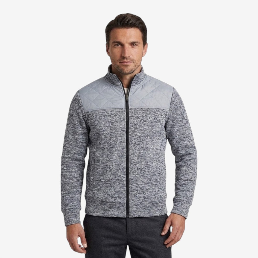 Men's Quilted Knit Jacket Smart Casual Stand Collar Stylish Layering