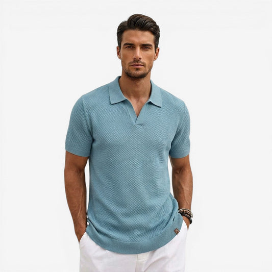Men's Short Sleeve Knit Polo Shirt Casual Summer Relaxed Fit Everyday Wear