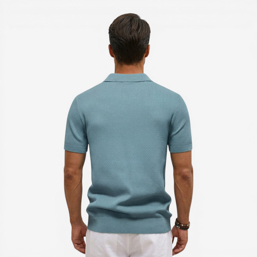 Men's Short Sleeve Knit Polo Shirt Casual Summer Relaxed Fit Everyday Wear
