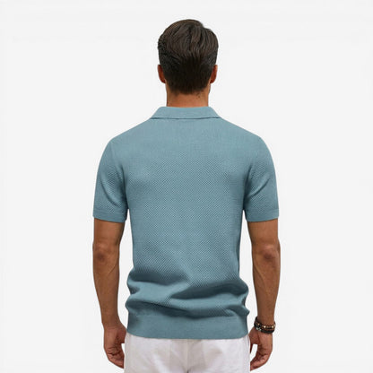 Men's Short Sleeve Knit Polo Shirt Casual Summer Relaxed Fit Everyday Wear