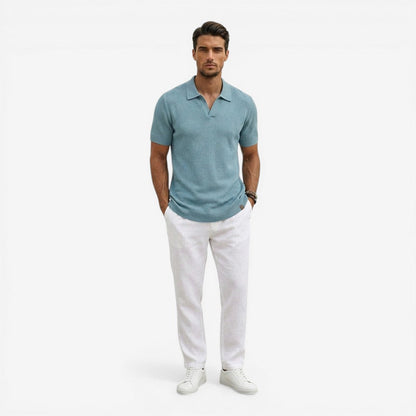 Men's Short Sleeve Knit Polo Shirt Casual Summer Relaxed Fit Everyday Wear