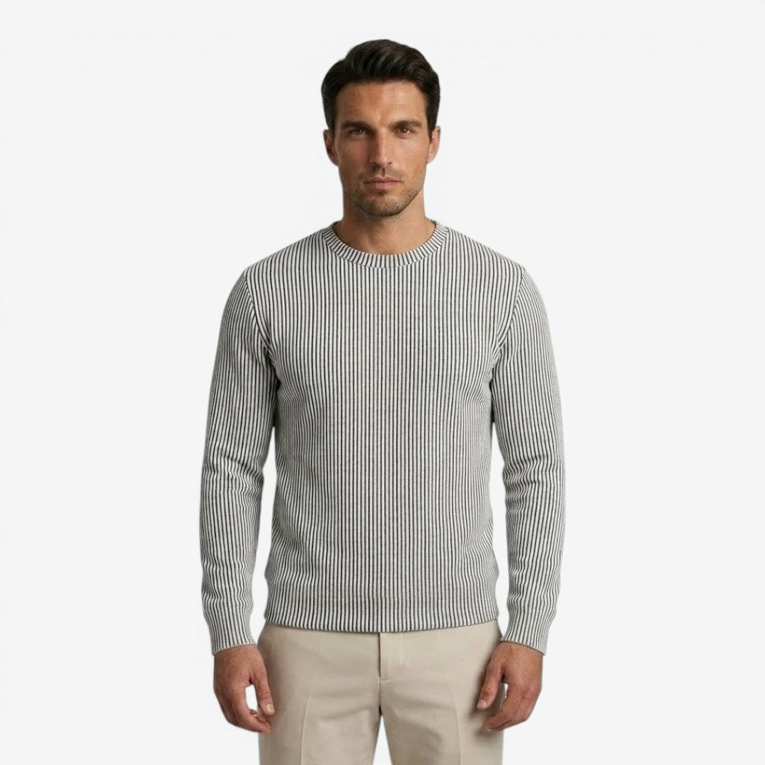 Men's Striped Knit Jumper Crew-Neck Regular Fit Casual Everyday Wear
