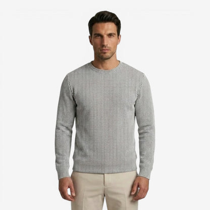 Men's Striped Knit Jumper Crew-Neck Regular Fit Casual Everyday Wear
