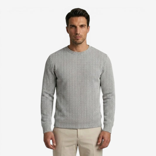Men's Striped Knit Jumper Crew-Neck Regular Fit Casual Everyday Wear