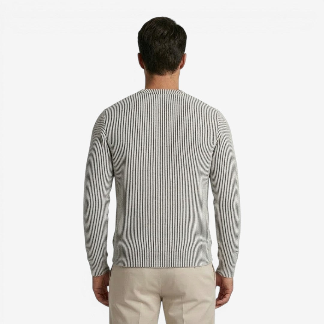 Men's Striped Knit Jumper Crew-Neck Regular Fit Casual Everyday Wear