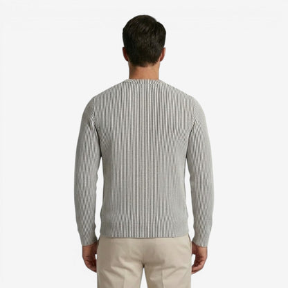 Men's Striped Knit Jumper Crew-Neck Regular Fit Casual Everyday Wear