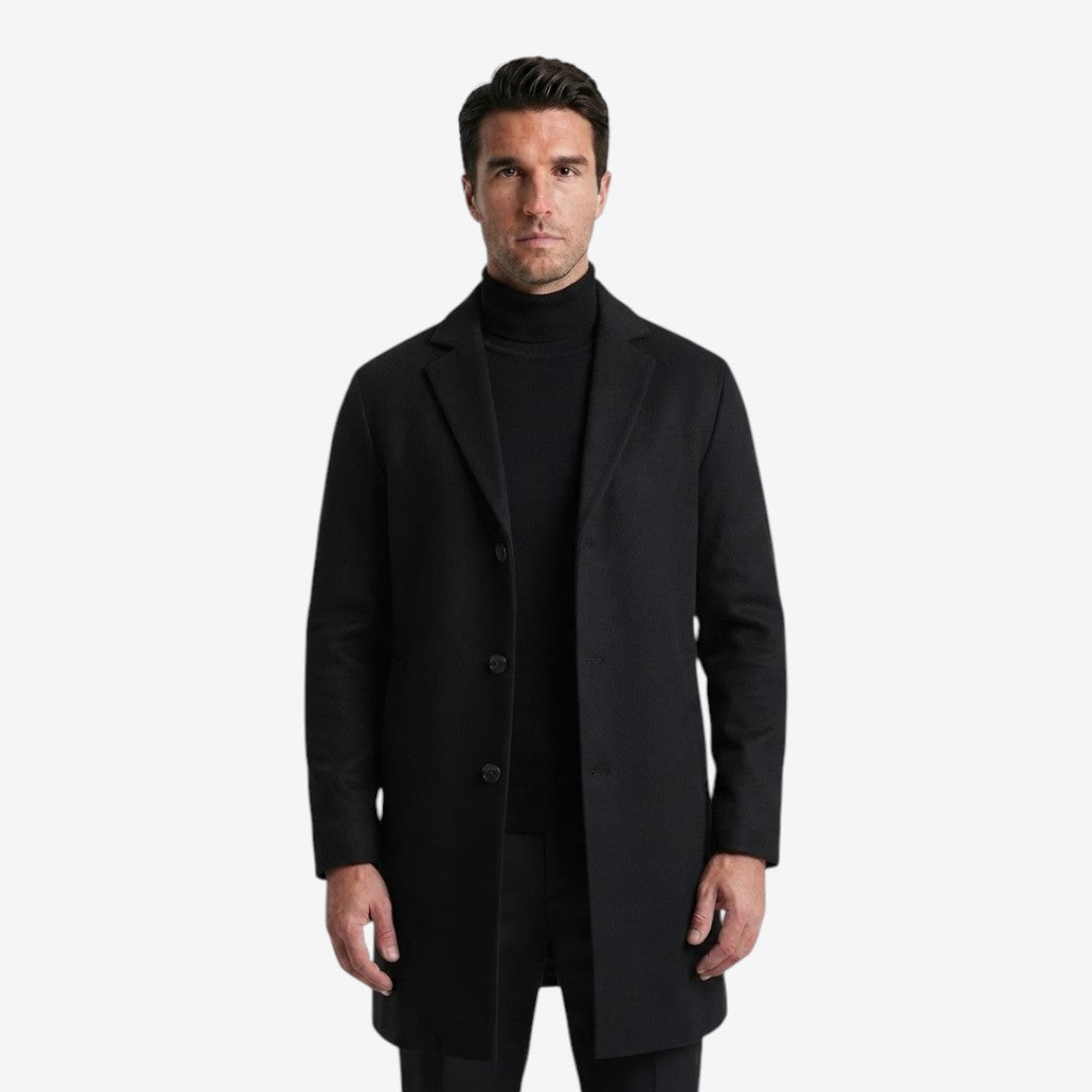 Men's Tailored Overcoat Single Breasted Notch Lapel Classic Winter Style