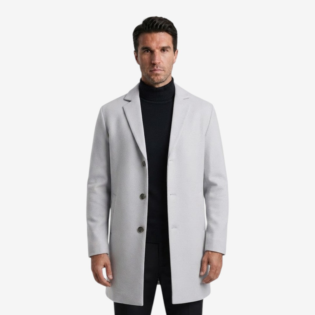 Men's Tailored Overcoat Single Breasted Notch Lapel Classic Winter Style