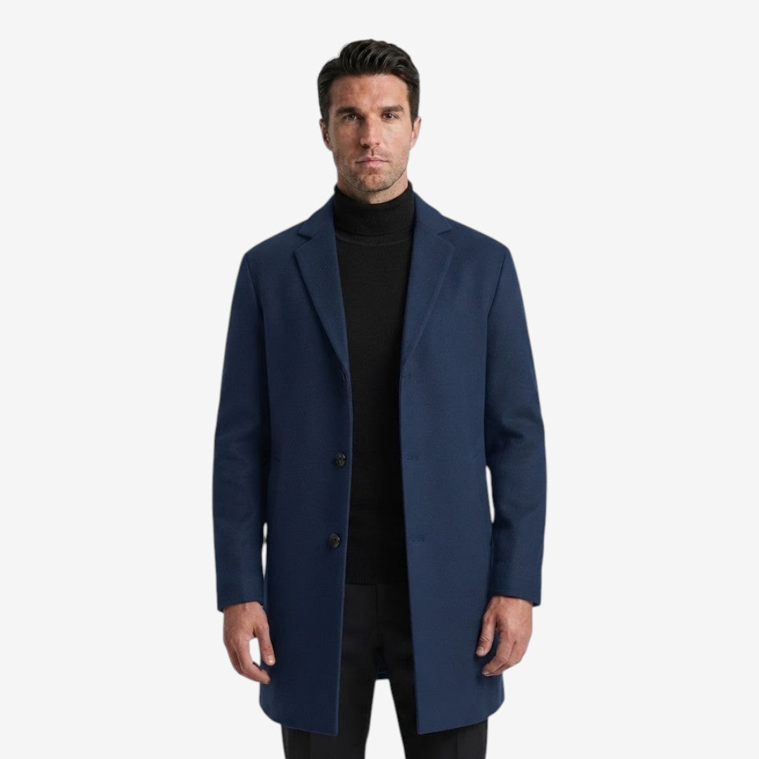 Men's Tailored Overcoat Single Breasted Notch Lapel Classic Winter Style