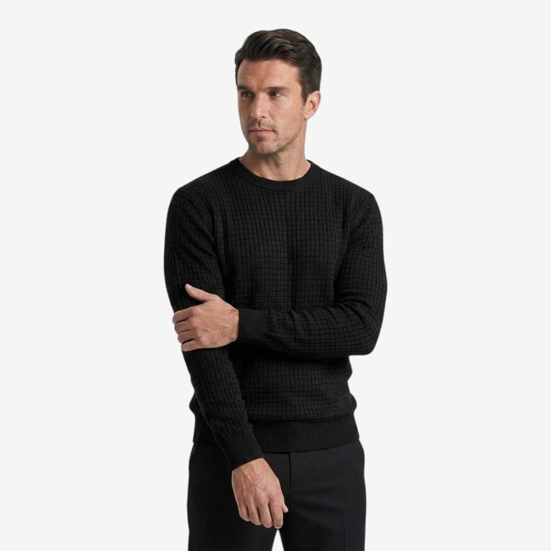 Men's Textured Knit Jumper Classic Fit Crew Neck Casual Everyday Wear