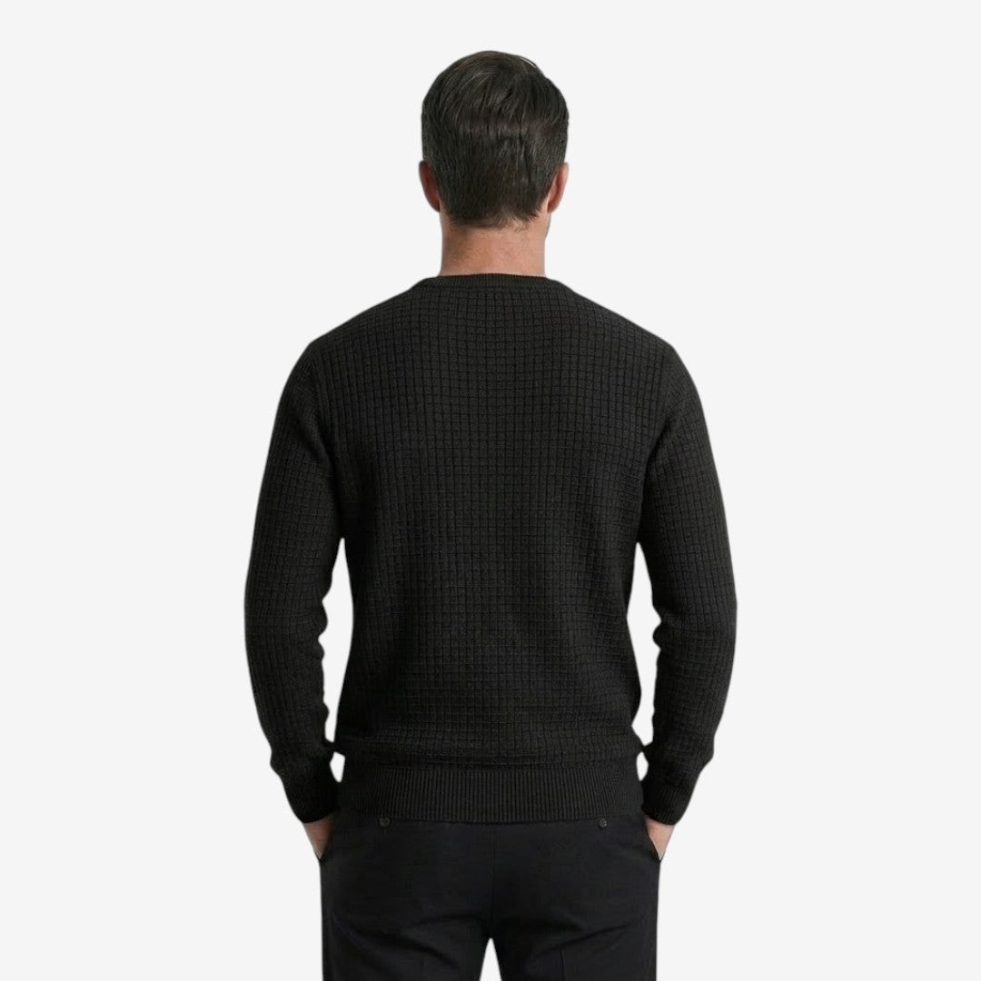 Men's Textured Knit Jumper Classic Fit Crew Neck Casual Everyday Wear