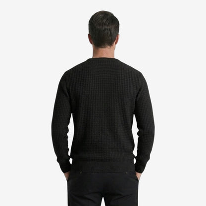 Men's Textured Knit Jumper Classic Fit Crew Neck Casual Everyday Wear