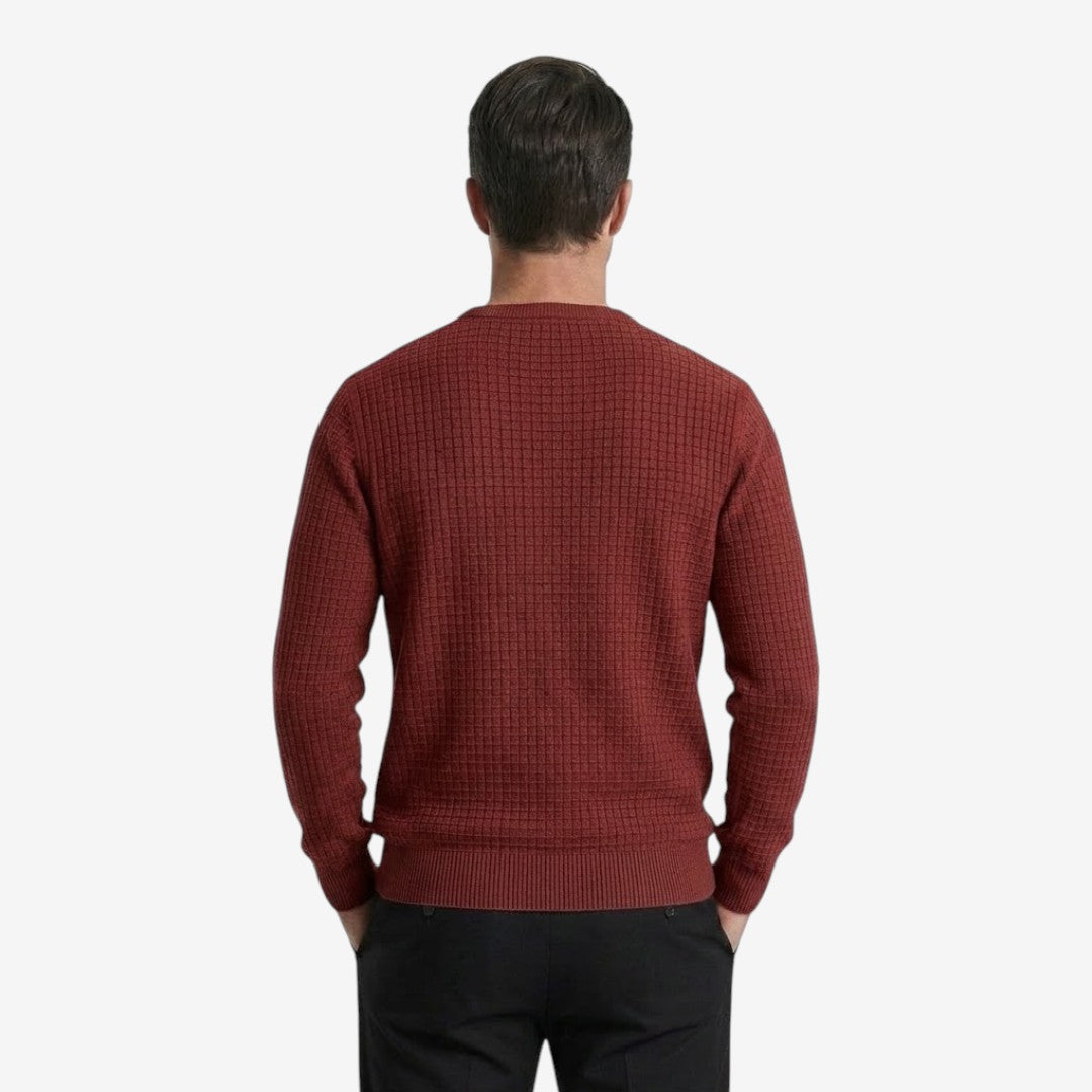 Men's Textured Knit Jumper Classic Fit Crew Neck Casual Everyday Wear