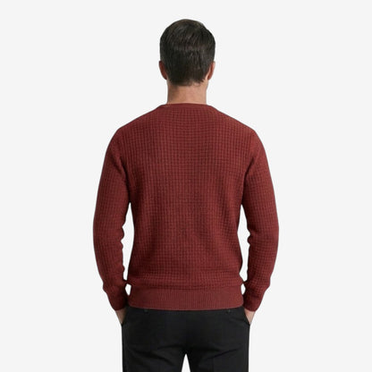 Men's Textured Knit Jumper Classic Fit Crew Neck Casual Everyday Wear