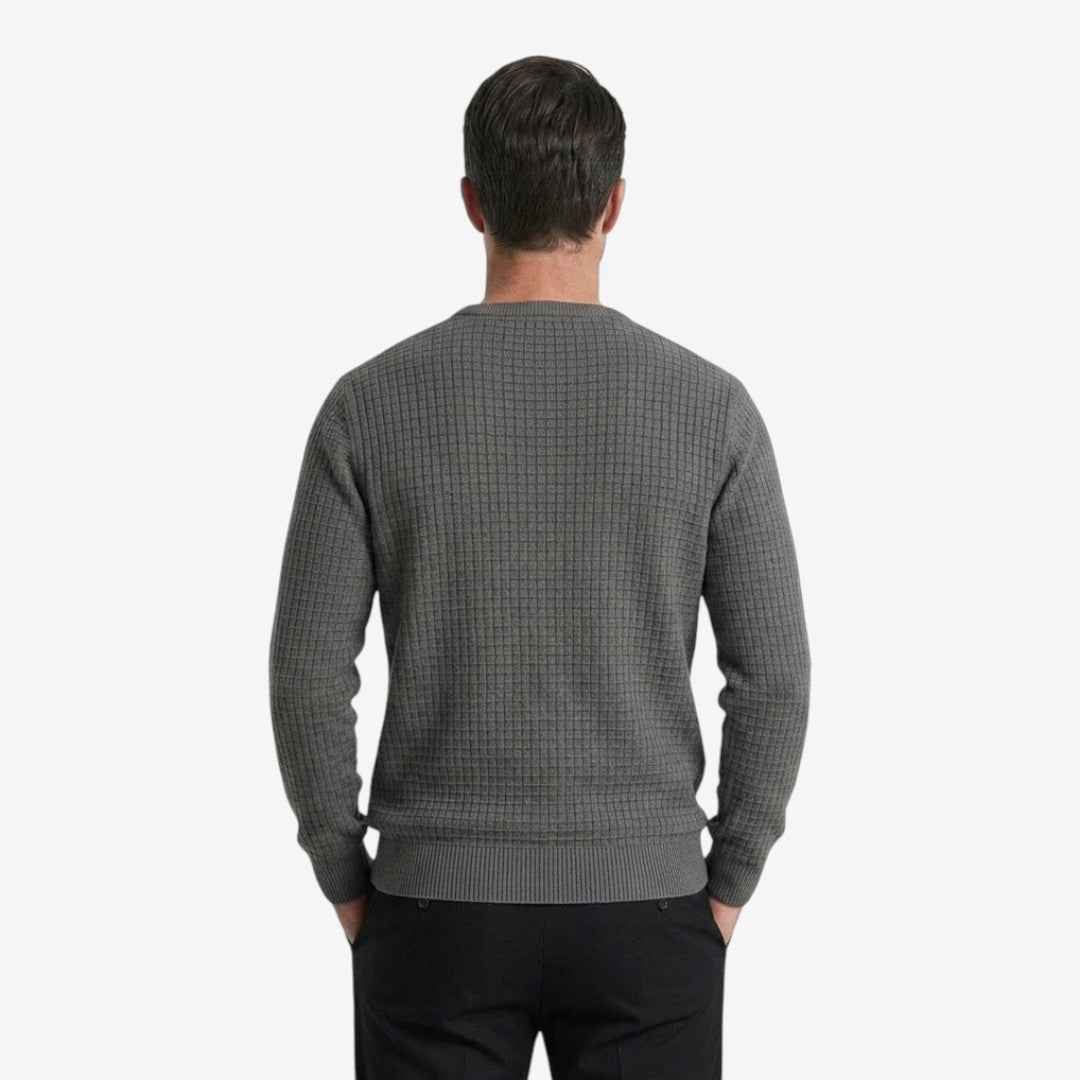 Men's Textured Knit Jumper Classic Fit Crew Neck Casual Everyday Wear