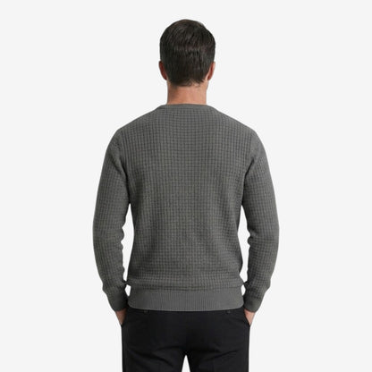Men's Textured Knit Jumper Classic Fit Crew Neck Casual Everyday Wear