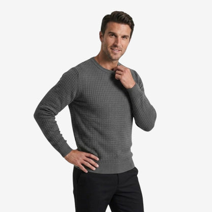 Men's Textured Knit Jumper Classic Fit Crew Neck Casual Everyday Wear