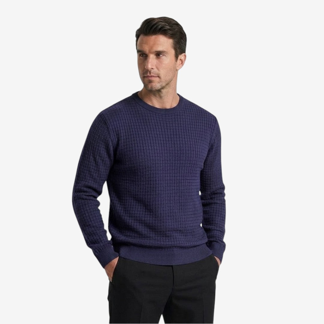 Men's Textured Knit Jumper Classic Fit Crew Neck Casual Everyday Wear
