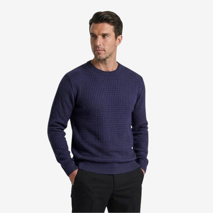 Men's Textured Knit Jumper Classic Fit Crew Neck Casual Everyday Wear