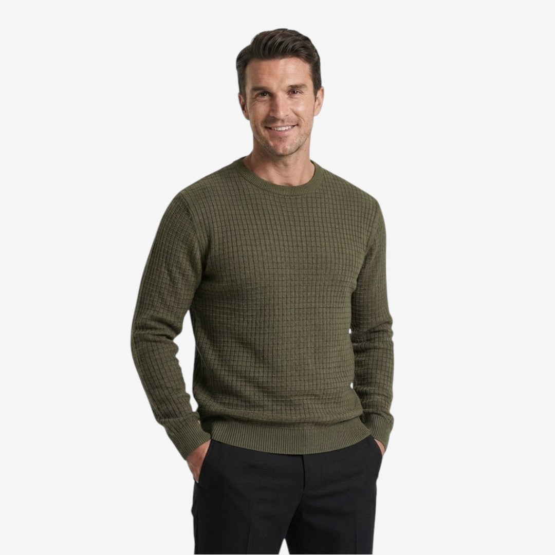 Men's Textured Knit Jumper Classic Fit Crew Neck Casual Everyday Wear