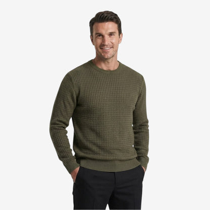 Men's Textured Knit Jumper Classic Fit Crew Neck Casual Everyday Wear