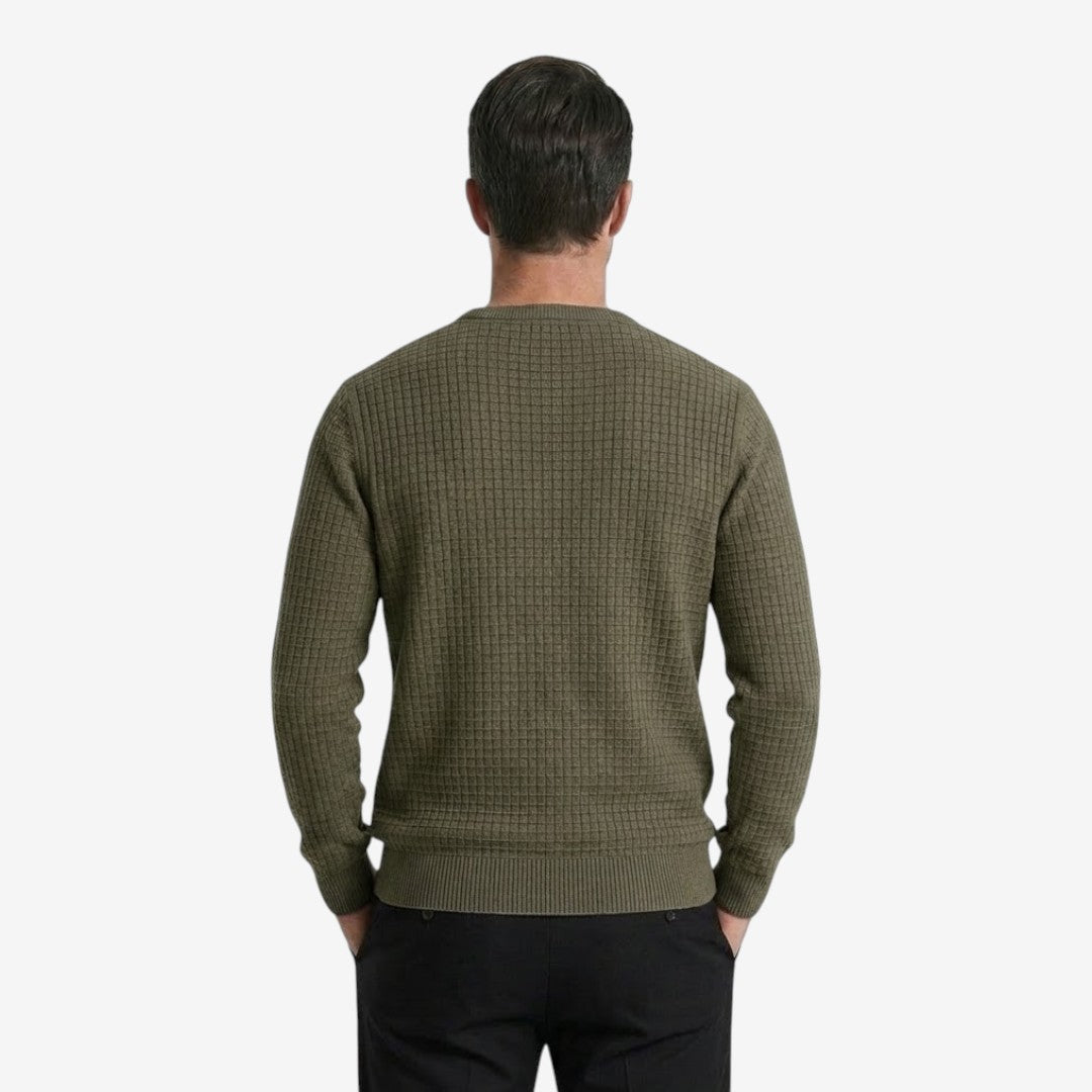 Men's Textured Knit Jumper Classic Fit Crew Neck Casual Everyday Wear