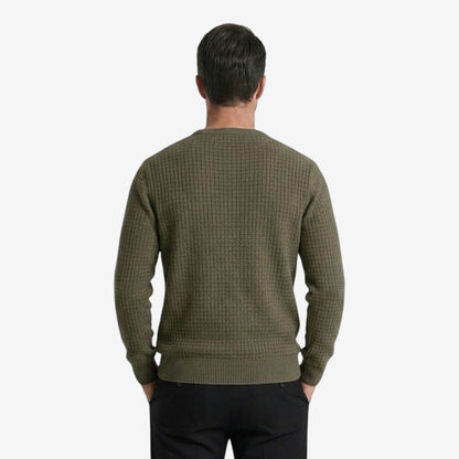 Men's Textured Knit Jumper Classic Fit Crew Neck Casual Everyday Wear
