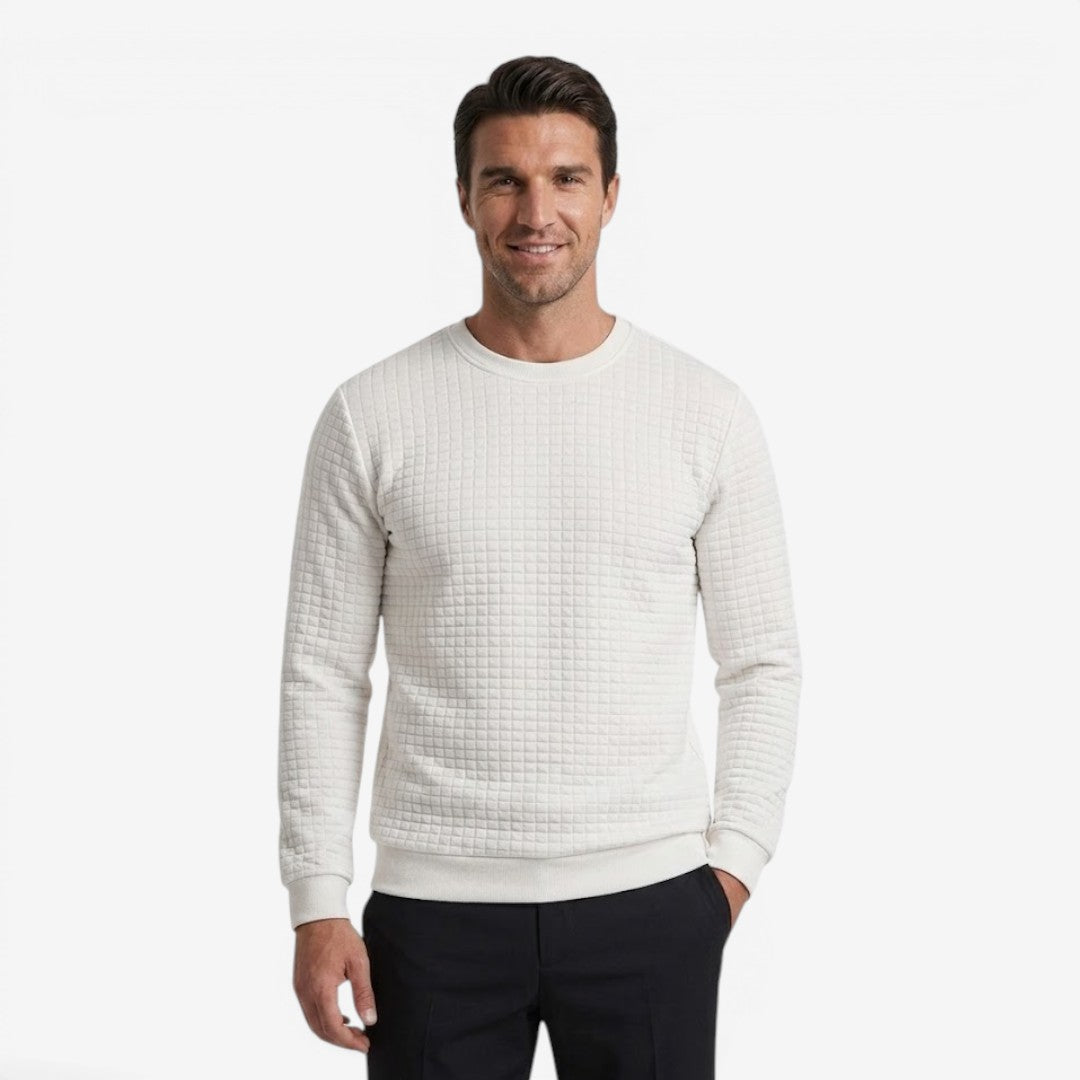 Men's Casual Textured Sweatshirt Long Sleeve Pullover Everyday Relaxed