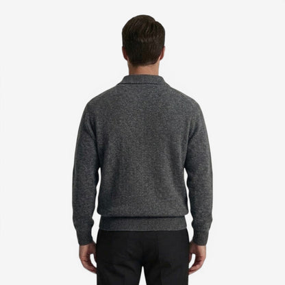 Men's Thick Knit Polo Jumper Long Sleeve Collared Casual Winter Wear