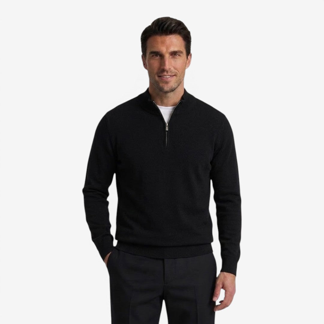 Men's Thick Knit Quarter Zip Jumper High Neck Casual Fit Everyday Layering