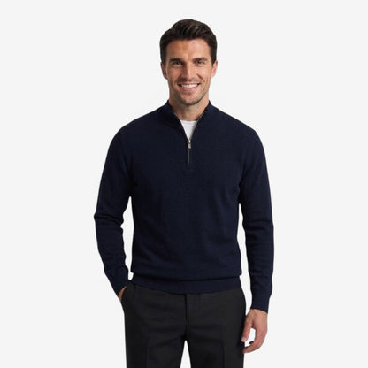 Men's Thick Knit Quarter Zip Jumper High Neck Casual Fit Everyday Layering