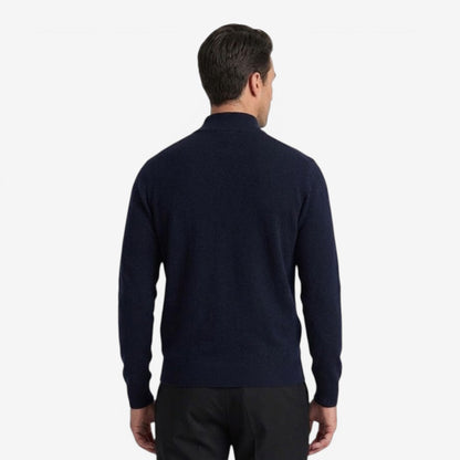 Men's Thick Knit Quarter Zip Jumper High Neck Casual Fit Everyday Layering