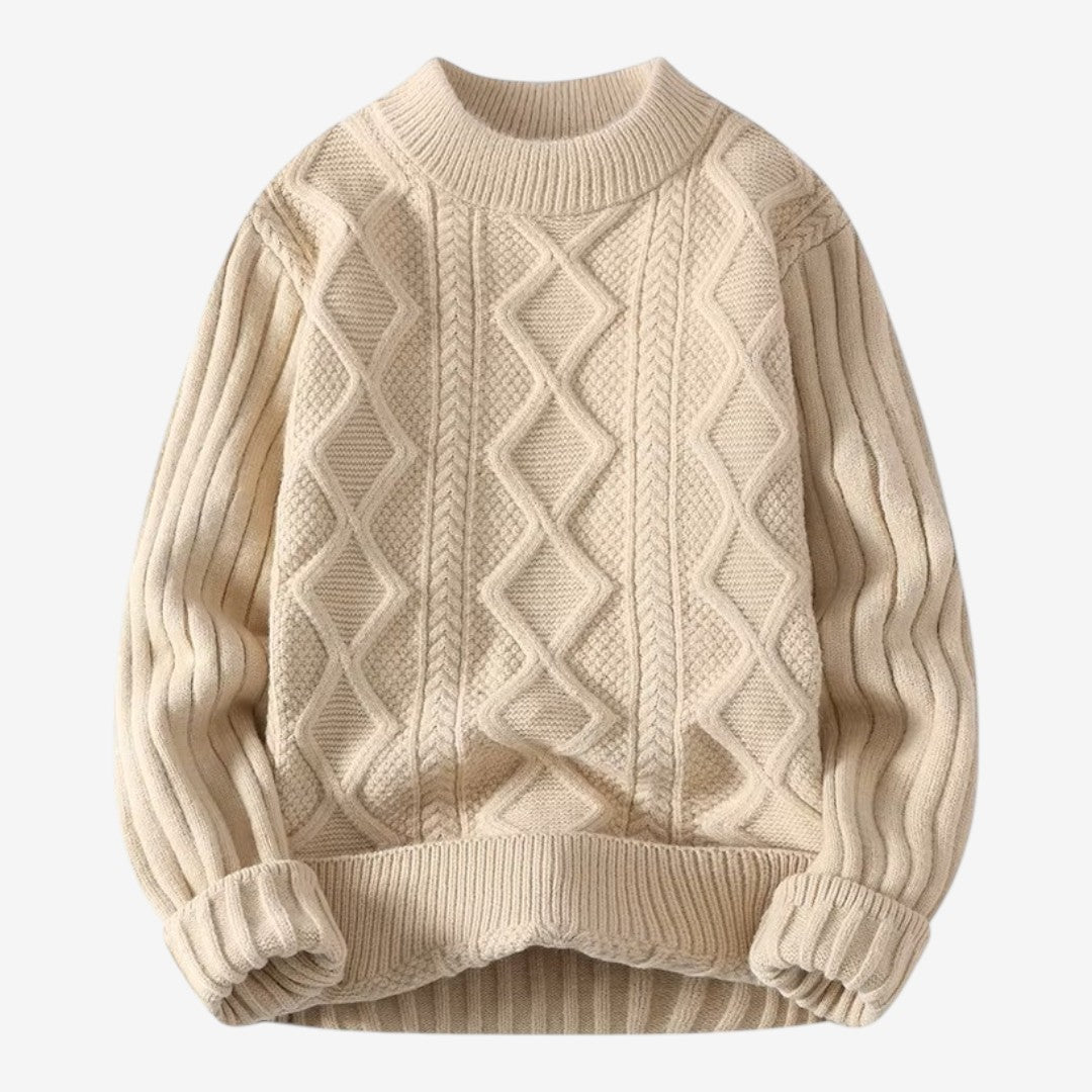 Men's Thick Knit Mock-Neck Jumper Warm Winter Casual Knitwear