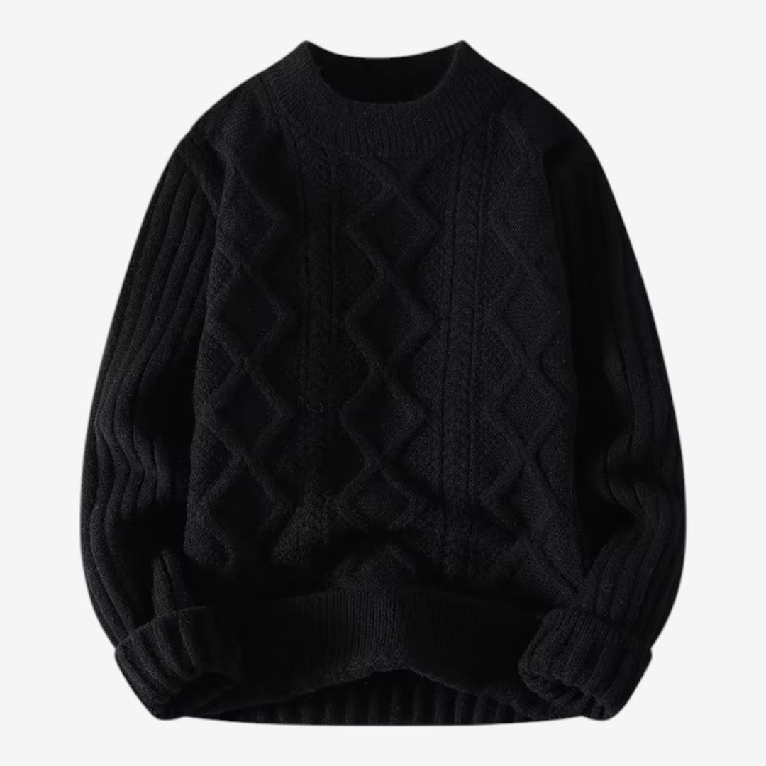 Men's Thick Knit Mock-Neck Jumper Warm Winter Casual Knitwear