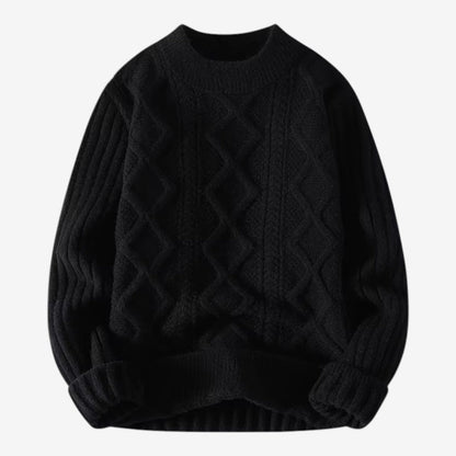 Men's Thick Knit Mock-Neck Jumper Warm Winter Casual Knitwear